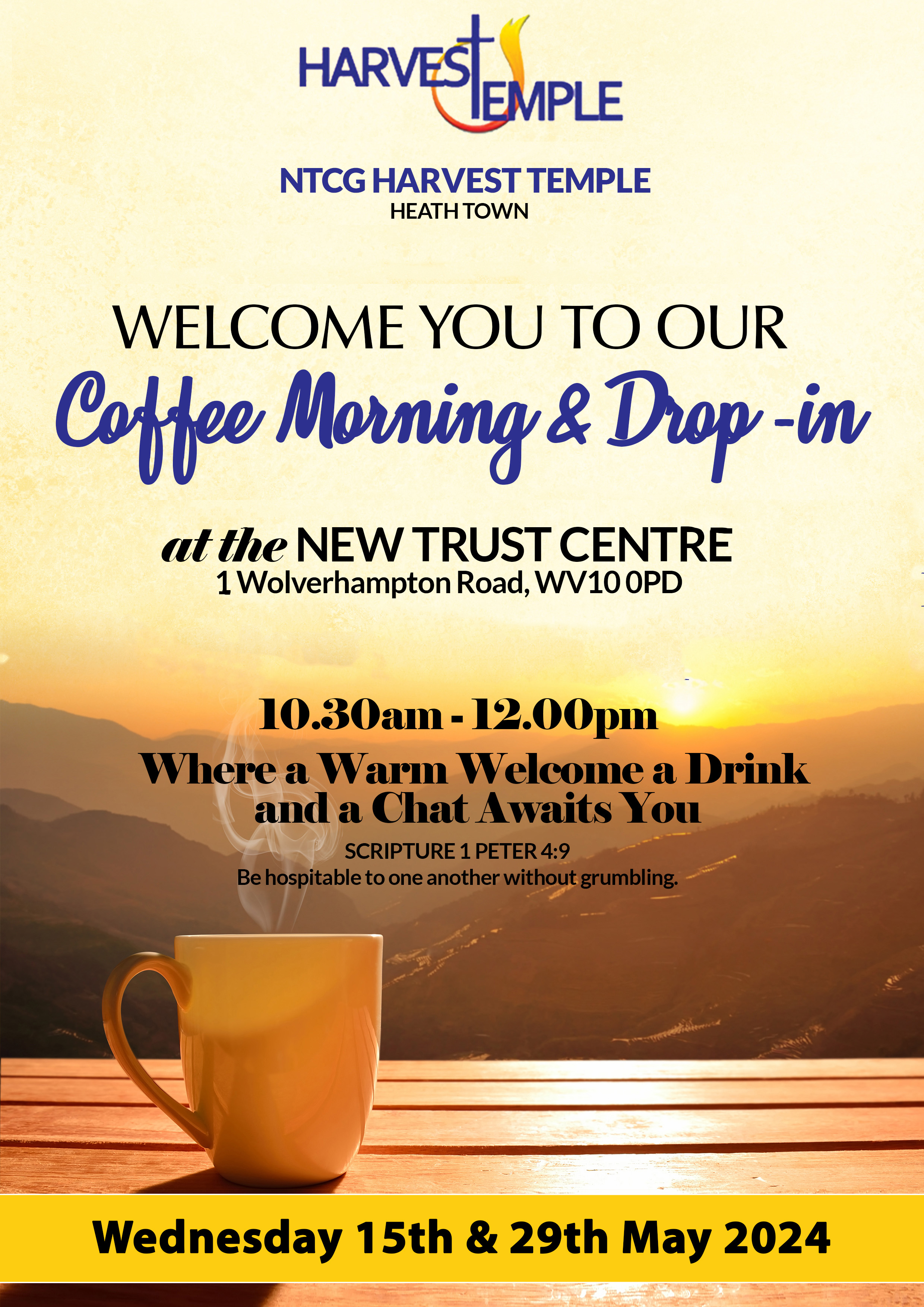 harvest temple coffee morning flyer